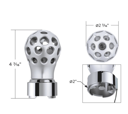 Thread-On Annodized Phoenix Style Ball Gearshift Knob With LED 9/10 Speed Adpater-Blue LED