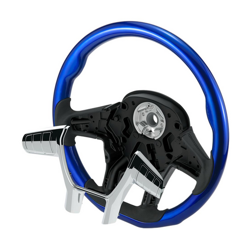 18" YourGrip Wood Candy Color Steering Wheel For 2012-2021 PB 579 & 2013-2021 KW T680-Indigo Blue