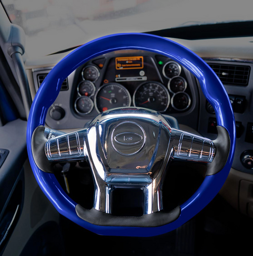 18" YourGrip Wood Candy Color Steering Wheel For 2012-2021 PB 579 & 2013-2021 KW T680-Indigo Blue