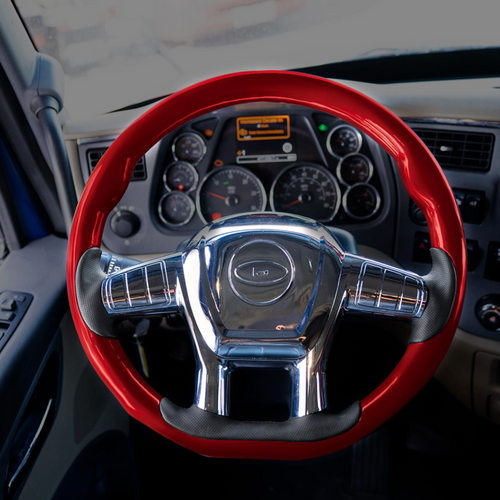 18" YourGrip Wood Candy Color Steering Wheel For 2012-2021 PB 579 & 2013-2021 KW T680-Candy Red