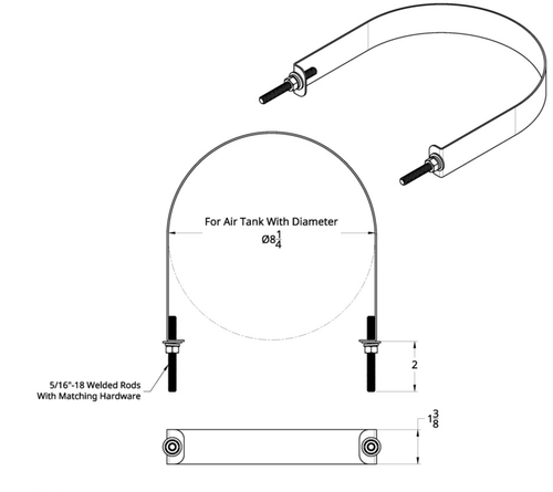 304 Stainless Steel Air Tank Straps For 8-1/4" Round Air Tank (Card of 2) 