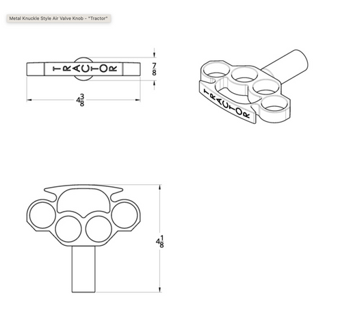 Metal Knuckle Style Air Valve Knob - "Tractor"