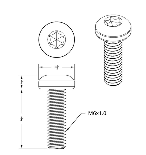3/4" Short M6-1.0 Dash Screw For Kenworth-OEM Style (12-Pack)