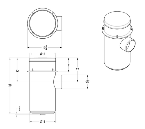 13" Stainless Air Cleaner Housing fits Peterbilt/fits Kenworth