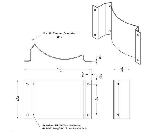 15" Stainless Air Cleaner Mounting Plate fits Peterbilt