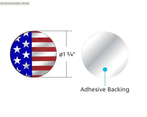 1-3/4" Round Glossy Sticker - USA Flag