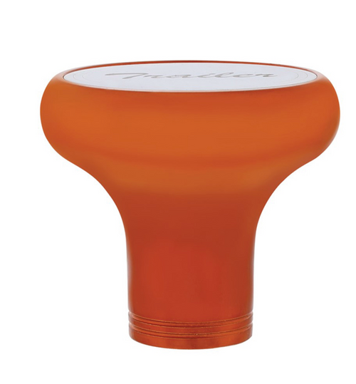 Deluxe Aluminum Screw-On Air Valve Knob With Stainless Trailer Plaque (Cadmium Orange)
