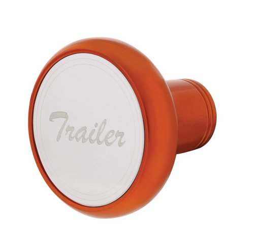 Deluxe Aluminum Screw-On Air Valve Knob With Stainless Trailer Plaque (Cadmium Orange)