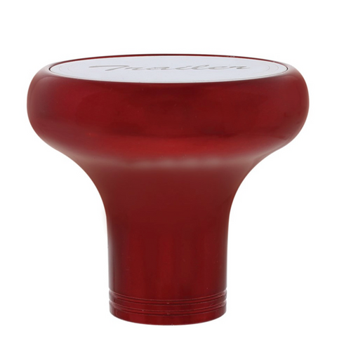 Deluxe Aluminum Screw-On Air Valve Knob With Stainless Trailer Plaque - Candy Red