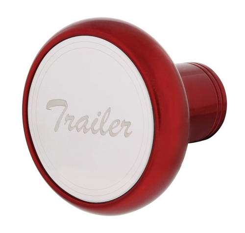 Deluxe Aluminum Screw-On Air Valve Knob With Stainless Trailer Plaque - Candy Red