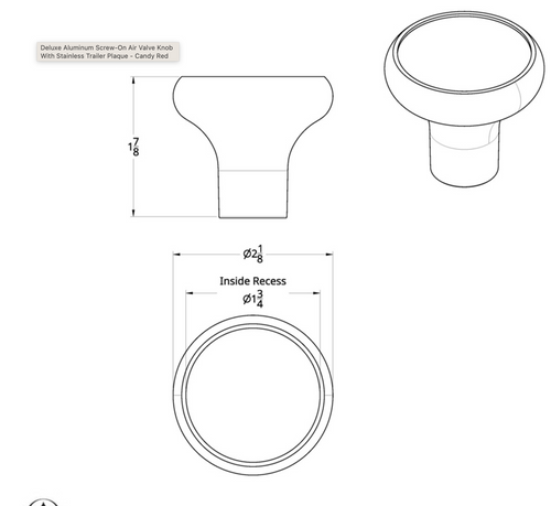 Deluxe Aluminum Screw-On Air Valve Knob With Stainless Trailer Plaque - Candy Red