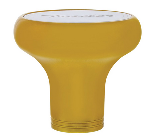 Deluxe Aluminum Screw-On Air Valve Knob With Stainless Trailer Plaque - Electric Yellow
