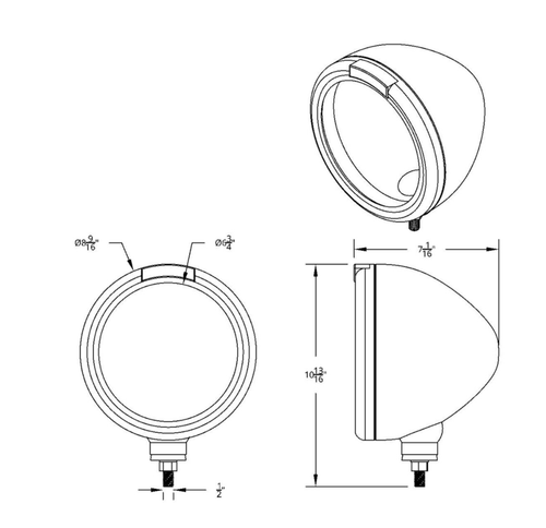 Stainless Steel "Classic" Headlight No Bulb & Turn Signal Light - Amber Lens