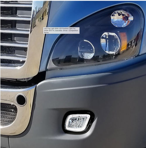 LED Fog & Driving Light W/Halo Position Light For 2008-2017 Fits FL Cascadia Driver Competition Series