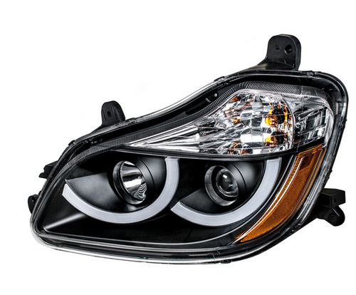 Black Projection Headlight With LED Position Light For 2013-2021 Kenworth T680 - Driver
