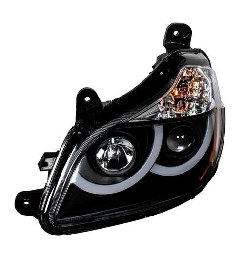 Black Projection Headlight With LED Position Light For 2013-2021 Kenworth T680 - Driver