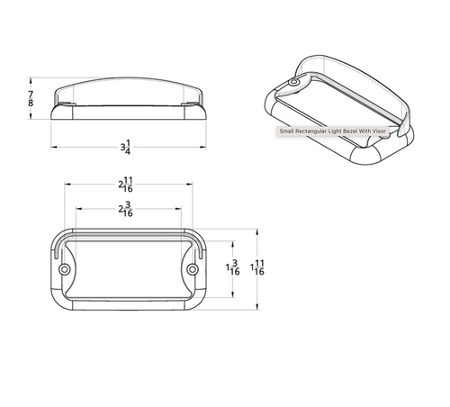 Small Rectangular Light Bezel With Visor