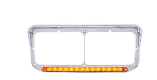 14 Led Dual Headlight Bezel W/ Visor - Amber Led/Amber Lens