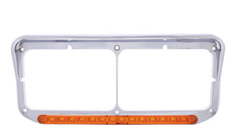 14 Led Dual Headlight Bezel W/ Visor - Amber Led/Amber Lens