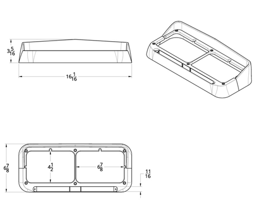 14 Led Dual Headlight Bezel W/ Visor - Amber Led/Amber Lens