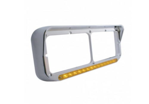 14 Led Dual Headlight Bezel W/ Visor - Amber Led/Amber Lens
