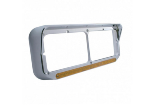 14 Led Dual Headlight Bezel W/ Visor - Amber Led/Amber Lens