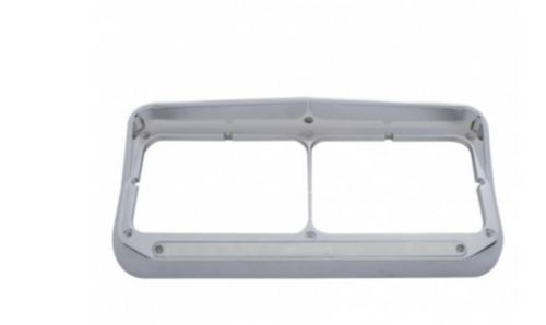 14 LED Dual Headlight Bezel with Visor Chrome Lens