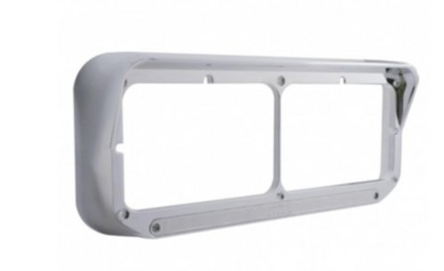 14 LED Dual Headlight Bezel with Visor Chrome Lens