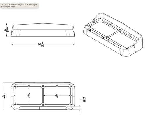 14 LED Dual Headlight Bezel with Visor Chrome Lens