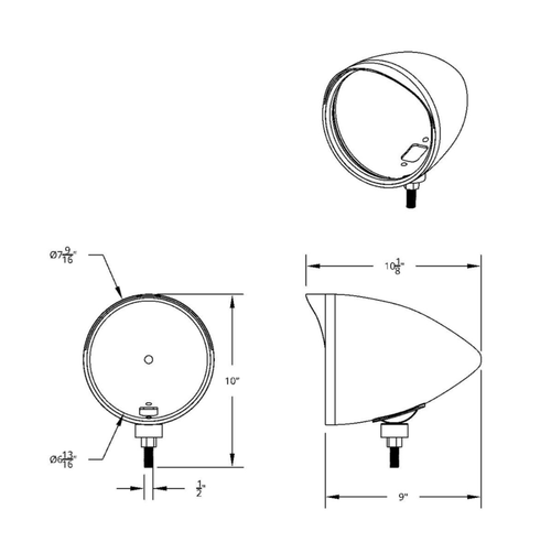 Chrome "CHOPPER" Headlight Housing With Smooth Visor