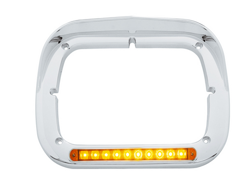 10 LED 5" x 7" Headlight Bezel With Visor - Amber LED/Amber Lens