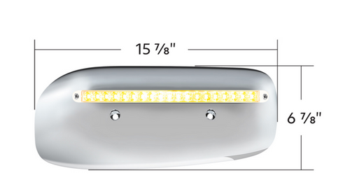 19 LED Rear Headlight Housing Cover For 2008-2023 Peterbilt 389 (Driver)-Amber LED/Clear Lens