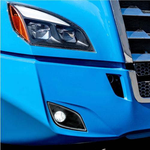 Black Single LED Fog Light For 2018-2024 Freightliner Cascadia - Passenger - Competition Series