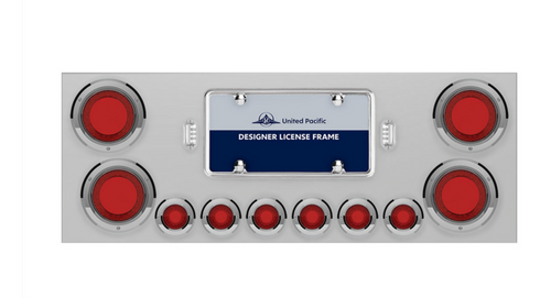 S.S Rear Center Panel w/23 LED 4" & 9 LED 2" Mirage Light & Bezel - Red LED/Red Lens