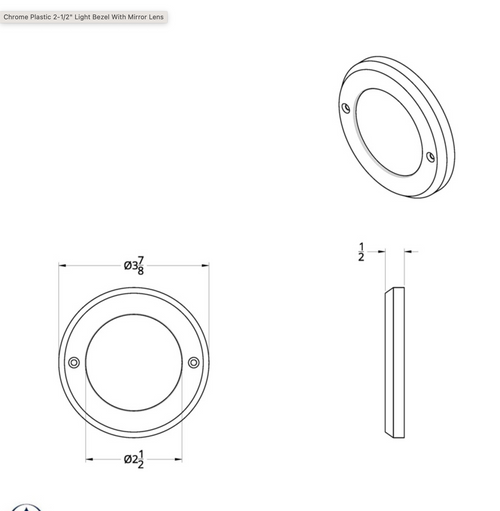 Chrome Plastic 2-1/2" Light Bezel With Mirror Lens