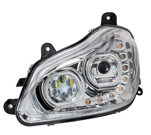 Chrome 10 LED Headlight for 2013-2021 Kenworth T680 - Driver Side
