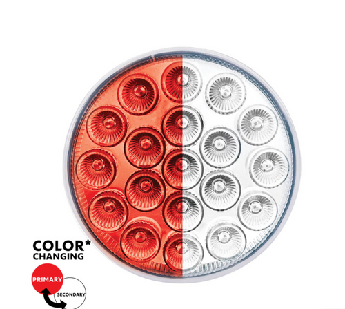 19 LED 4" Round Double Fury Light (Stop & Turn) - Red & White LED/Clear Lens