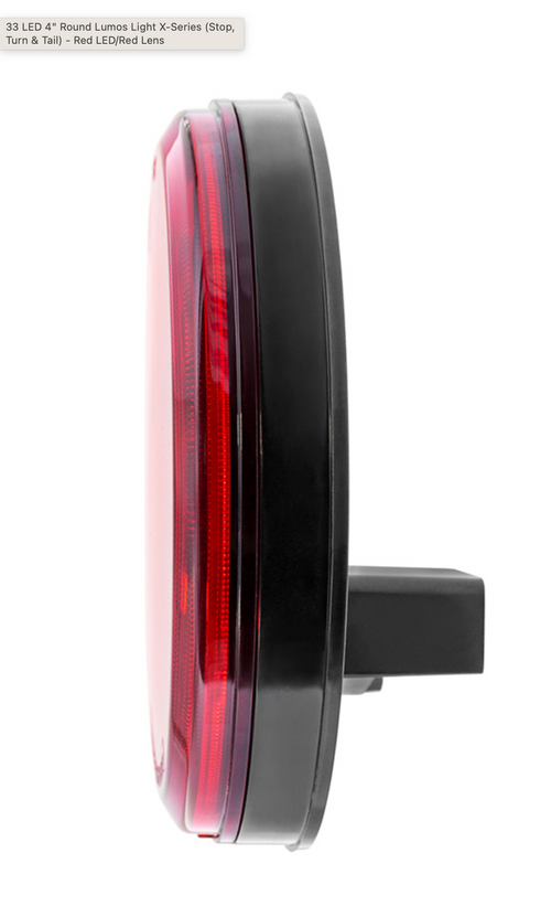 33 LED 4" Round Lumos Light X-Series (Stop, Turn & Tail) - Red LED/Red Lens