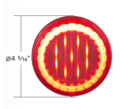 33 LED 4" Round Lumos Light X-Series (Stop, Turn & Tail) - Red LED/Red Lens