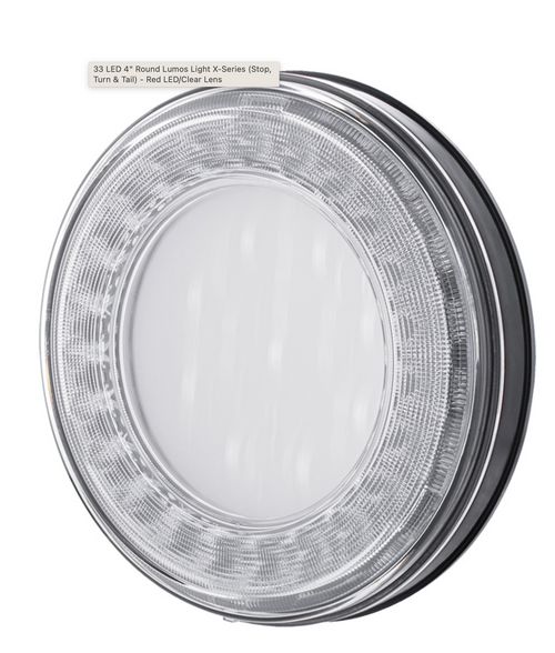 33 LED 4" Round Lumos Light X-Series (Stop, Turn & Tail) - Red LED/Clear Lens