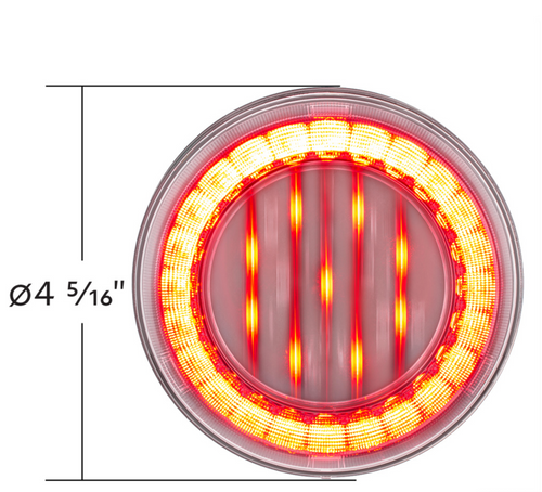 33 LED 4" Round Lumos Light X-Series (Stop, Turn & Tail) - Red LED/Clear Lens