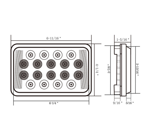ULTRALIT - 18 High Power LED Rectangular Light With LED Position Light Bar