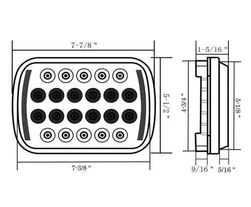 ULTRALIT - 22 High Power LED Rectangular Light With LED Position Light Bars