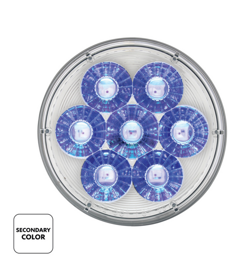 14 LED 4" Round Double Fury (Stop, Turn & Tail) - Red & Blue LED/Clear Lens
