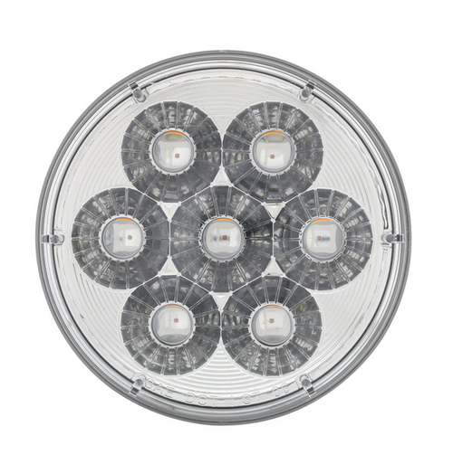 14 LED 4" Round Double Fury (Stop, Turn & Tail) - Red & Blue LED/Clear Lens