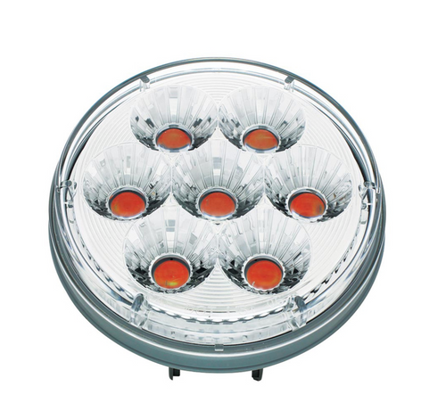 14 LED 4" Round Double Fury (Stop, Turn & Tail) - Red & Blue LED/Clear Lens