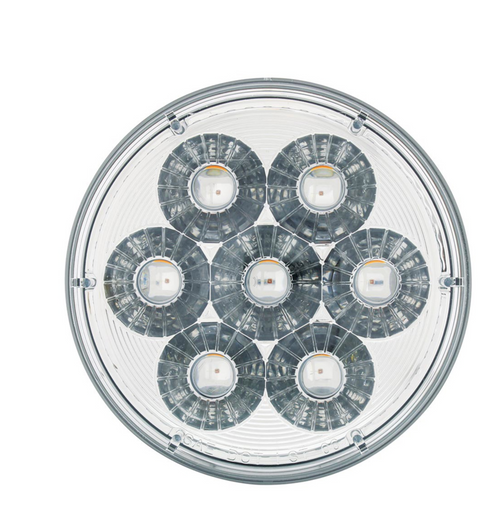 14 LED 4" Round Double Fury (Stop, Turn & Tail) - Red & White LED/Clear Lens