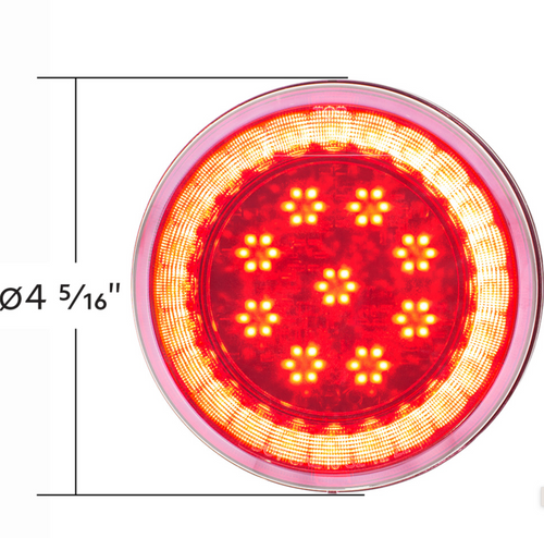 33 LED 4" Round Lumos Light S-Series (Stop, Turn & Tail) - Red LED/Clear Lens