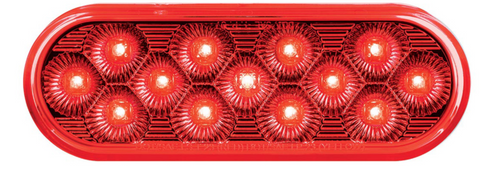 13 LED 6" Oval Double Fury (Stop, Turn & Tail) With Warning Light - Red & Amber LED/Clear Lens