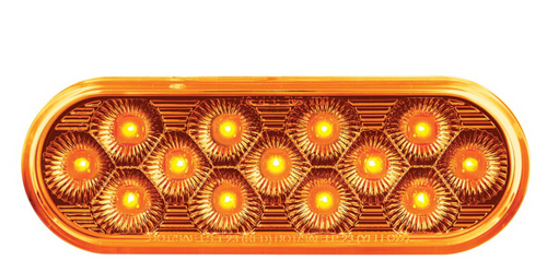 13 LED 6" Oval Double Fury (Stop, Turn & Tail) With Warning Light - Red & Amber LED/Clear Lens